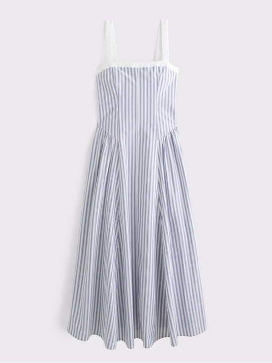 Abercrombie & Fitch Dresses & Skirts - Abercrombie 100% Cotton Ruched Neckline Midi Dress